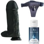 Censan Belden Bağlamalı Kayganlaştırıcı Set Noctis 27cm Siyah Dildo No:2