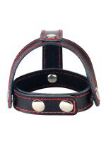 Censan Bondage Fetish T-Style Leather Cockring With Ball Divider - Görsel 2