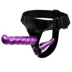 Censan Çift Taraflı Mor Renk Belden Bağlamalı Dildo