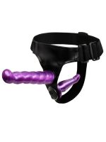 Censan Çift Taraflı Mor Renk Belden Bağlamalı Dildo