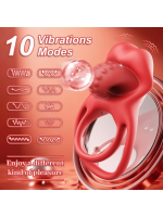 Censan Kırmızı Dudak Dil Şeklinde Şarjlı Titreşimli Penis Halkası - Görsel 4