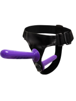 Censan Mor Double Dong Titreşimli Belden Bağlamalı Çift Taraflı Bisex Dildo Vibratör - Görsel 3