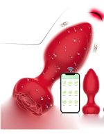 Censan Telefon Kontrollü Full Covered Rubber Rose Anal Plug – Kırmızı