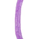 Hi-Rubber Şeffaf Jel Çift Taraflı Dildo - 32.5cm Mor